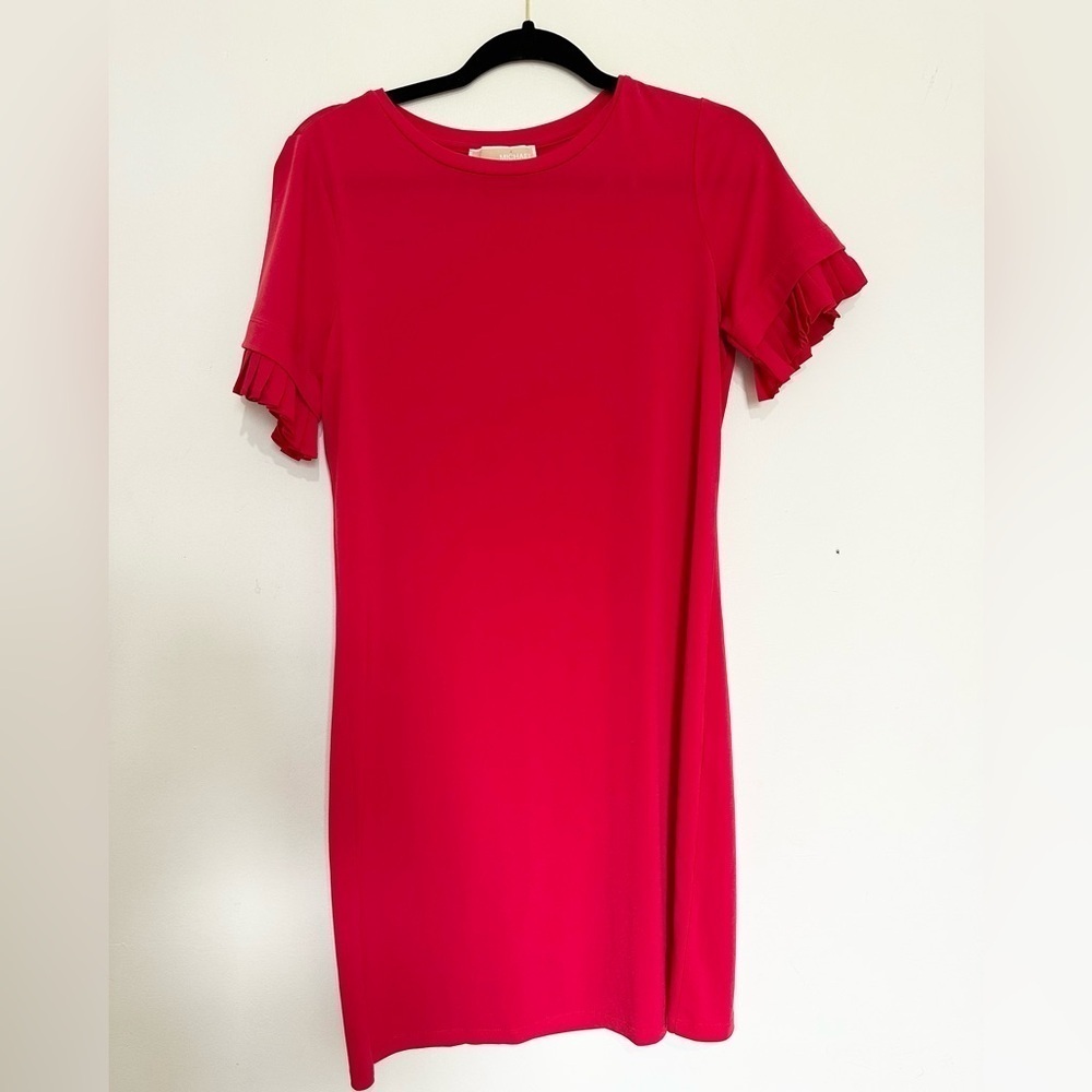 Micheal Kors shift dress Elegant Red Ruffle Sleeve Dress size small
